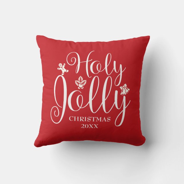 Modern Family Initial Monogram Christmas Throw Pillow (Back)