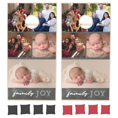 Modern Family Joy Photo Collage Reunion Cornhole Set