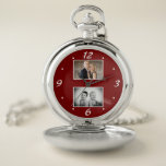 Modern Family Keepsake 2 Photo Collage  Pocket Watch<br><div class="desc">Modern Family Keepsake 2 Photo Collage Pocket Watch. Create your modern family keepsake 2 photo collage pocket watch. Personalize with 2 of your favorite family photos and make a personalized watch for man.</div>