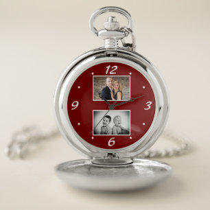 Modern Family Keepsake 2 Photo Collage Pocket Watch