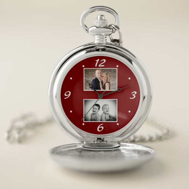 Modern Family Keepsake 2 Photo Collage  Pocket Watch (Inside)