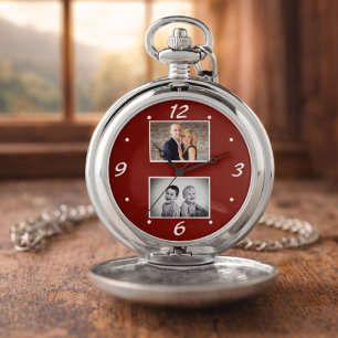 Modern Family Keepsake 2 Photo Collage Pocket Watch