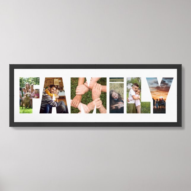 Modern Family letter cutout photo collage  Framed Art (Framed Front)