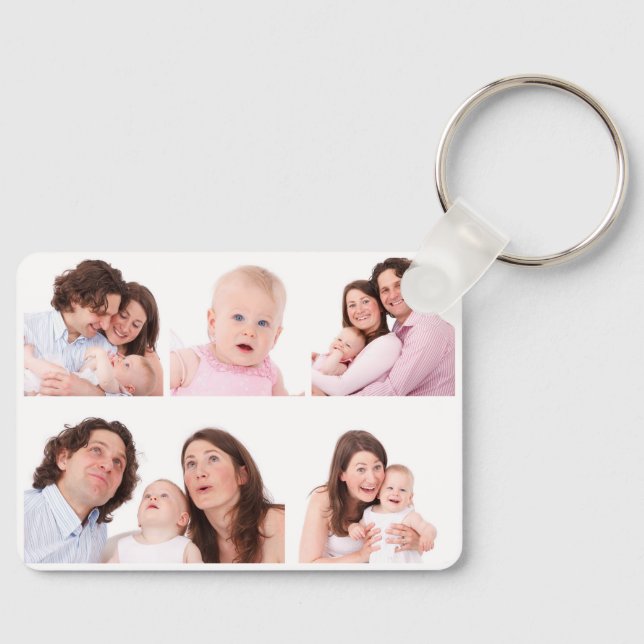 Modern Family Love Quote Custom Photo Collage Keychain (Front)