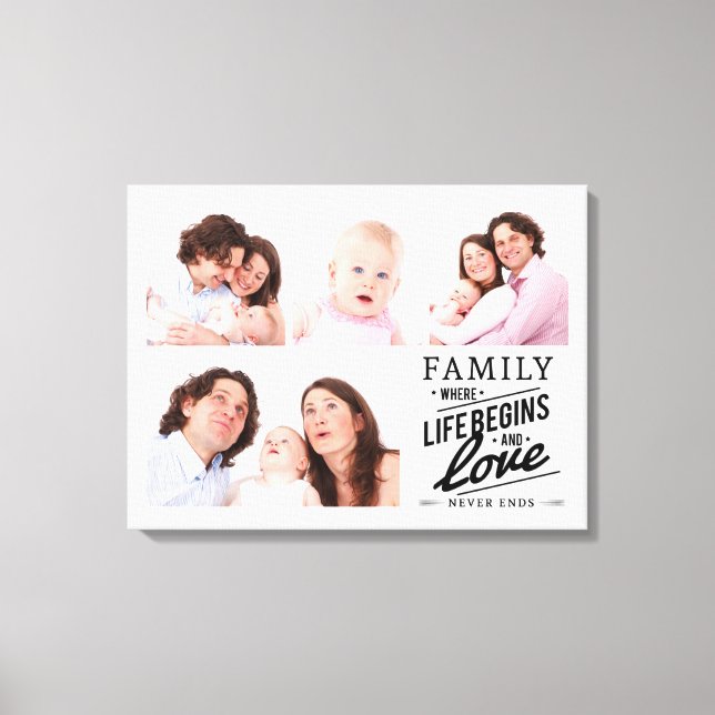 Modern Family Love Quote Photo Collage Canvas Print (Front)