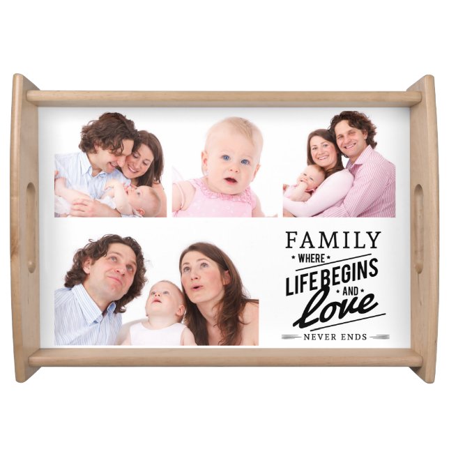 Modern Family Love Quote Photo Collage Serving Tray (Front)