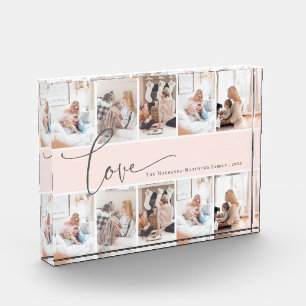 Modern Family Love Script Custom Photo Collage Block
