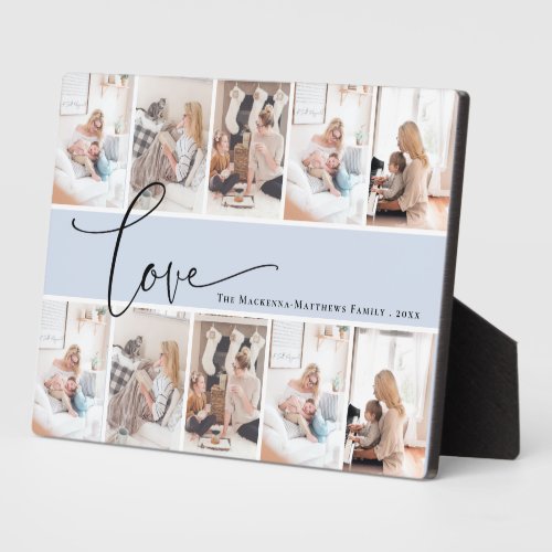 Modern Family Love Script Custom Photo Collage Plaque