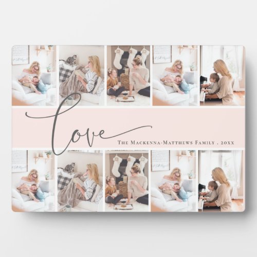 Modern Family Love Script Custom Photo Collage Plaque