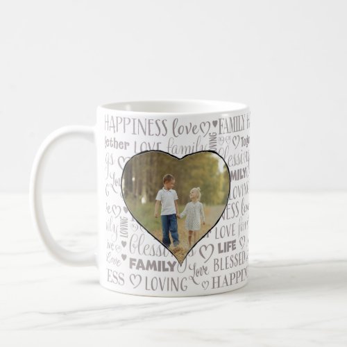 Modern Family Love Script Heart Photo  Coffee Mug