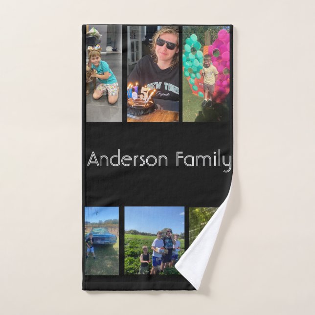 modern family memory collage photo  hand towel  (Hand Towel)