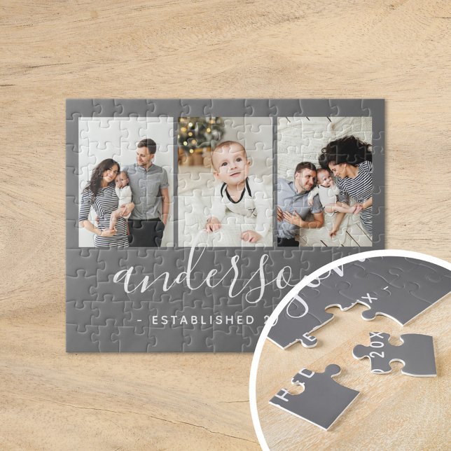 Modern Family Monogram 3 Photo Collage Jigsaw Puzzle (Creator Uploaded)