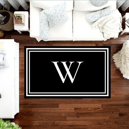 Modern Family Monogram Black Rug