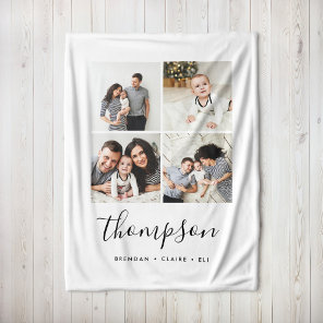 Modern Family Monogram Instagram Photo Collage Fleece Blanket