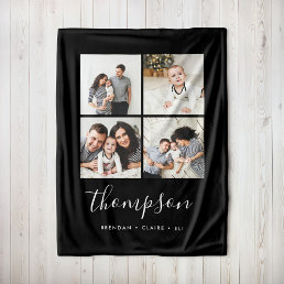 Modern Family Monogram Instagram Photo Collage Fleece Blanket