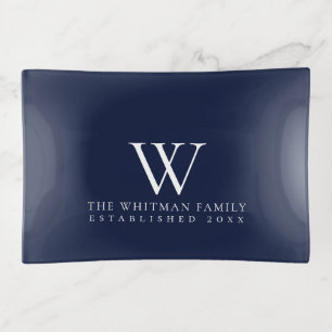 Modern Family Monogram Navy Trinket Tray