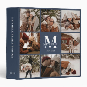 Modern Family Monogram Photo Album Navy Blue 3 Ring Binder
