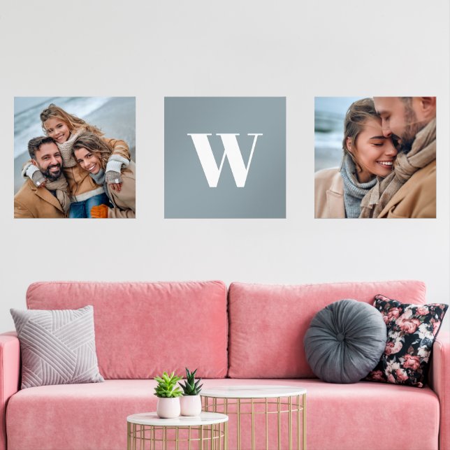 Modern Family Monogram Photo Wall Art Wall Art Sets (Livingroom)