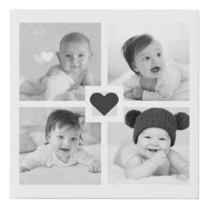 Modern Family Multi Photo heart Faux Canvas Print