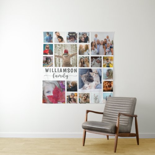 Modern Family Name 21 Photo Collage   Tapestry