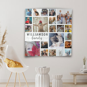 Modern Family Name 21 Photo Collage Tapestry