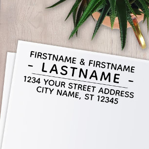 Modern Family Name and Return Address Block Letter Self-inking Stamp
