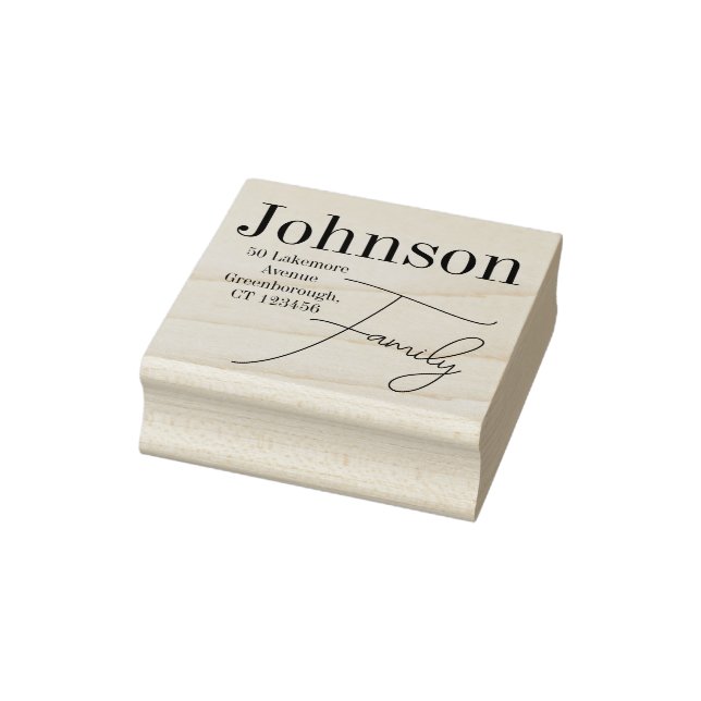 Modern Family Name and Return Address Rubber Stamp (Stamp)