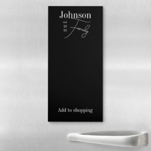 Modern Family Name Black and White Shopping List Magnetic Notepad