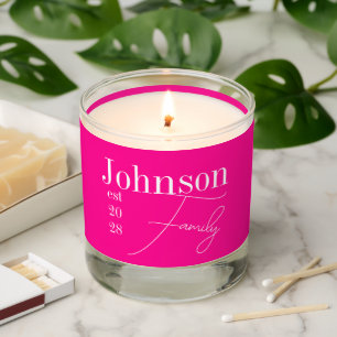 Modern Family Name Hot Pink Scented Candle