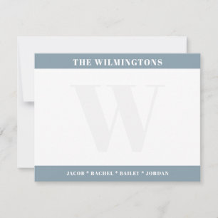 Modern Family Name Initial Ocean Green Stationery Note Card