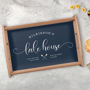 Modern Family Name Lake House Script Custom Serving Tray