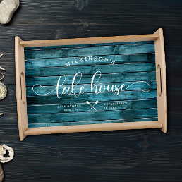 Modern Family Name Lake House Script Custom Serving Tray