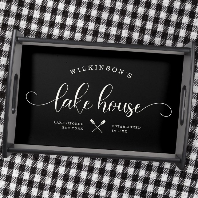 Modern Family Name Lake House Script Custom Serving Tray (Creator Uploaded)