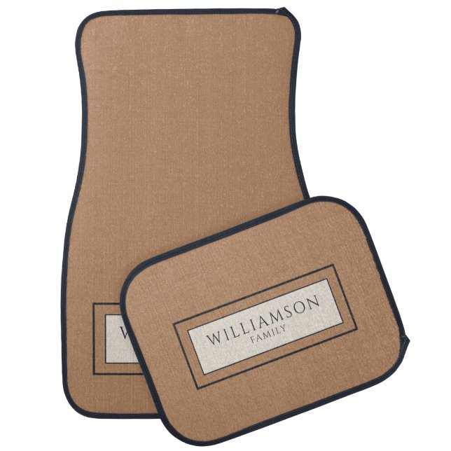 Modern Family Name Monogram Camel Car Floor Mat (Set)