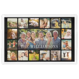 Modern Family Name Photo Collage Keepsake Gift Acrylic Tray