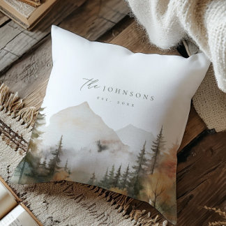 Modern Family Name Pillow Rustic Cabin Decor 