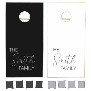 Modern Family Name Script Cornhole Set