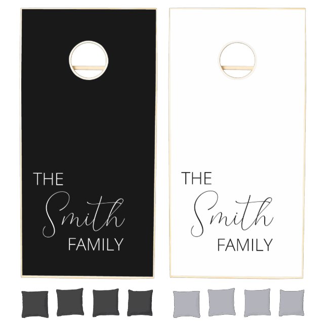 Modern Family Name Script Cornhole Set (Set)