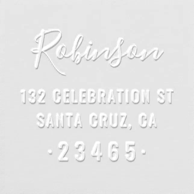 Modern family name script custom return address embosser zazzle