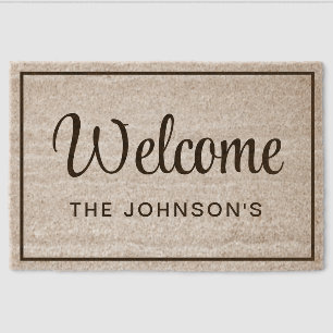 Modern Family Name Welcome Fiber Doormat