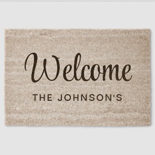 Modern Family Name Welcome Fiber Doormat