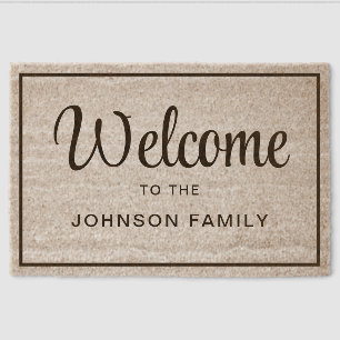 Modern Family Name Welcome Fiber Doormat