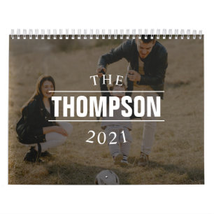 Modern Family Name Year Black Photo Calendar