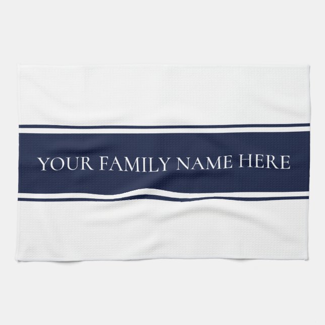 Modern Family Navy White Kitchen Towel (Horizontal)
