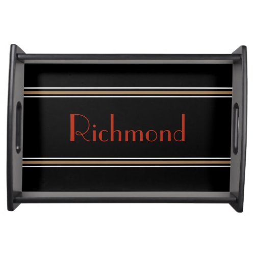 Modern Family Personalized Custom Name Black Red Serving Tray