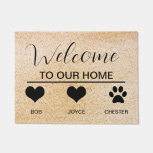Modern Family & Pet Name Welcome Custom Names Doormat