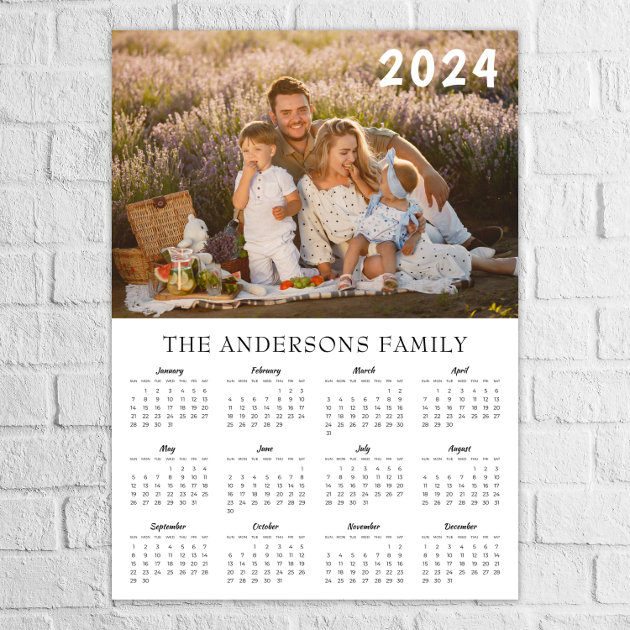 Modern Family Photo 2024 Calendar Poster Zazzle   Modern Family Photo 2024 Calendar Poster R 8tfb2l 630 