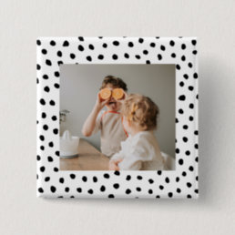 Modern  Family Photo &amp; Black Dots Beauty Gift Button