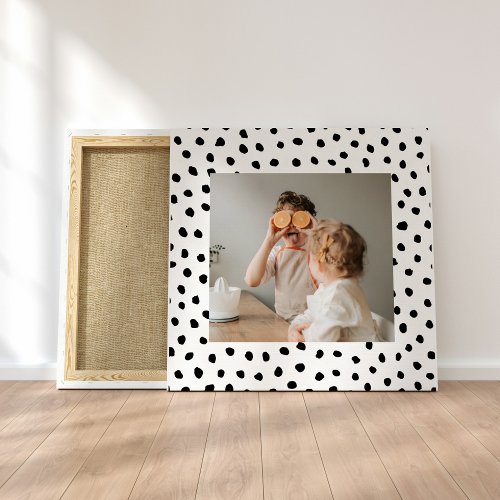 Modern  Family Photo  Black Dots Beauty Gift Canvas Print