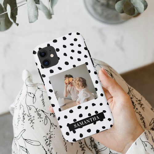 Modern  Family Photo  Black Dots Beauty Gift iPhone 11 Case